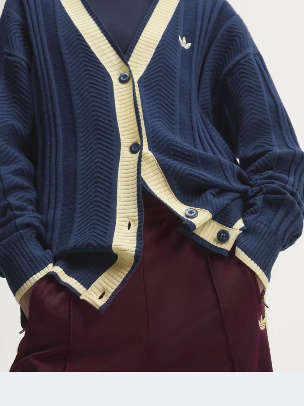 Adidas Originals cable knit navy blue cardigan. Brand new with tags size small. - Picture 2 of 9